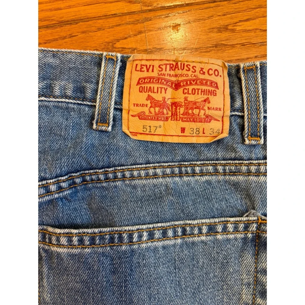 Levis 517 Mens Bootcut Jeans Medium Wash Denim Blue 38x34 Red Tab Western